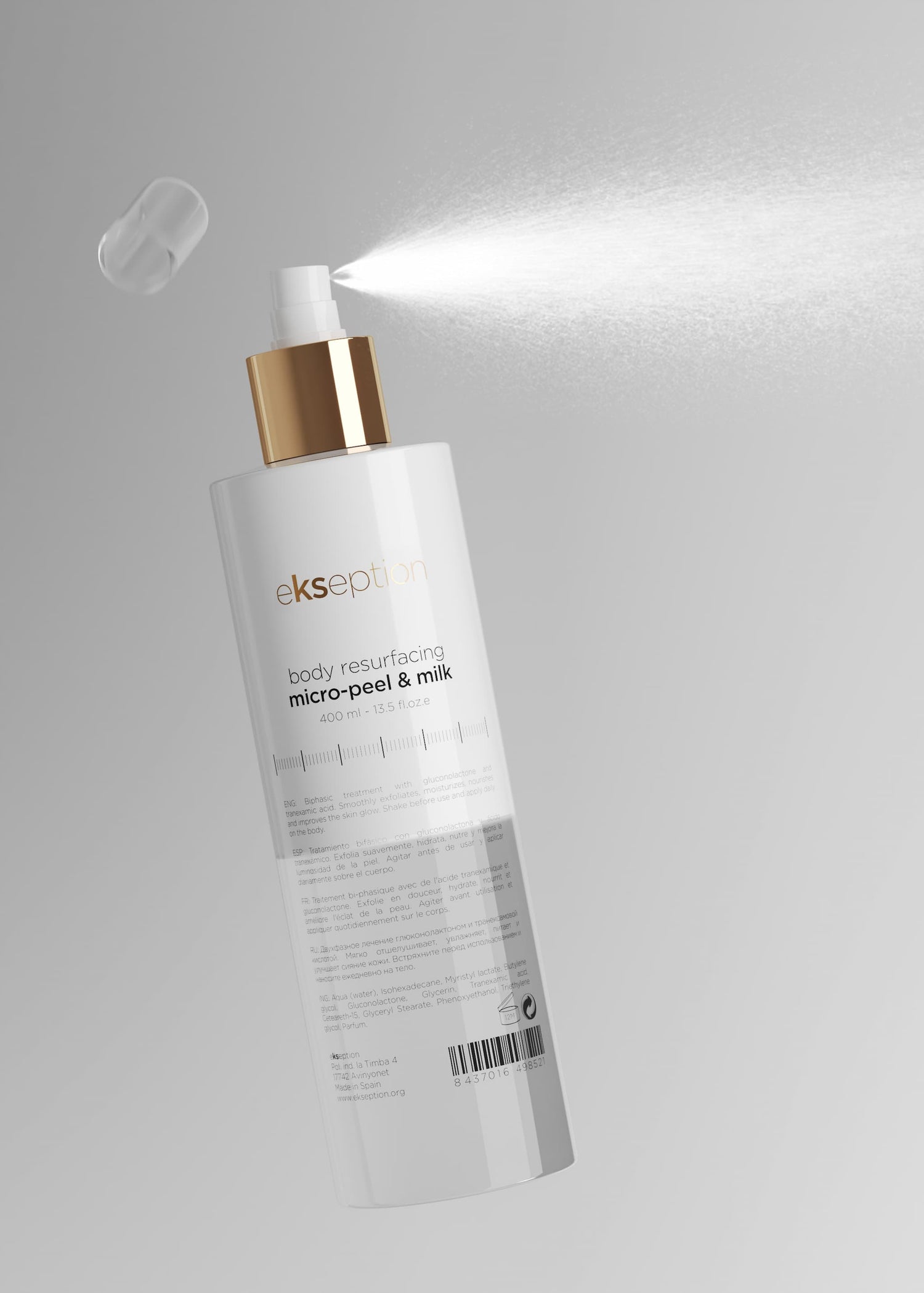 Body resurfacing micro peel & milk Feuchtigkeitspflege 2-in-1 Körperbehandlung ekseption 400ml